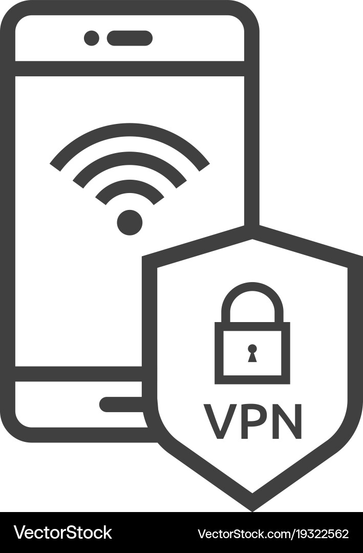 Mobile phone shield line icon privacy data Vector Image
