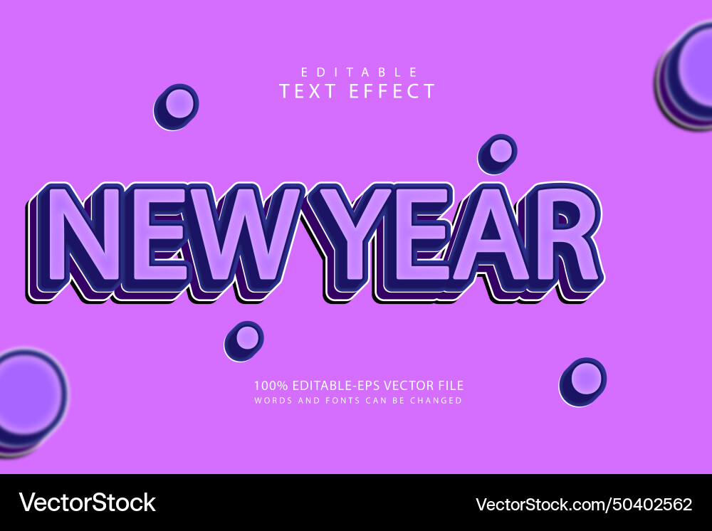 New year editable text effect 3 dimension emboss Vector Image