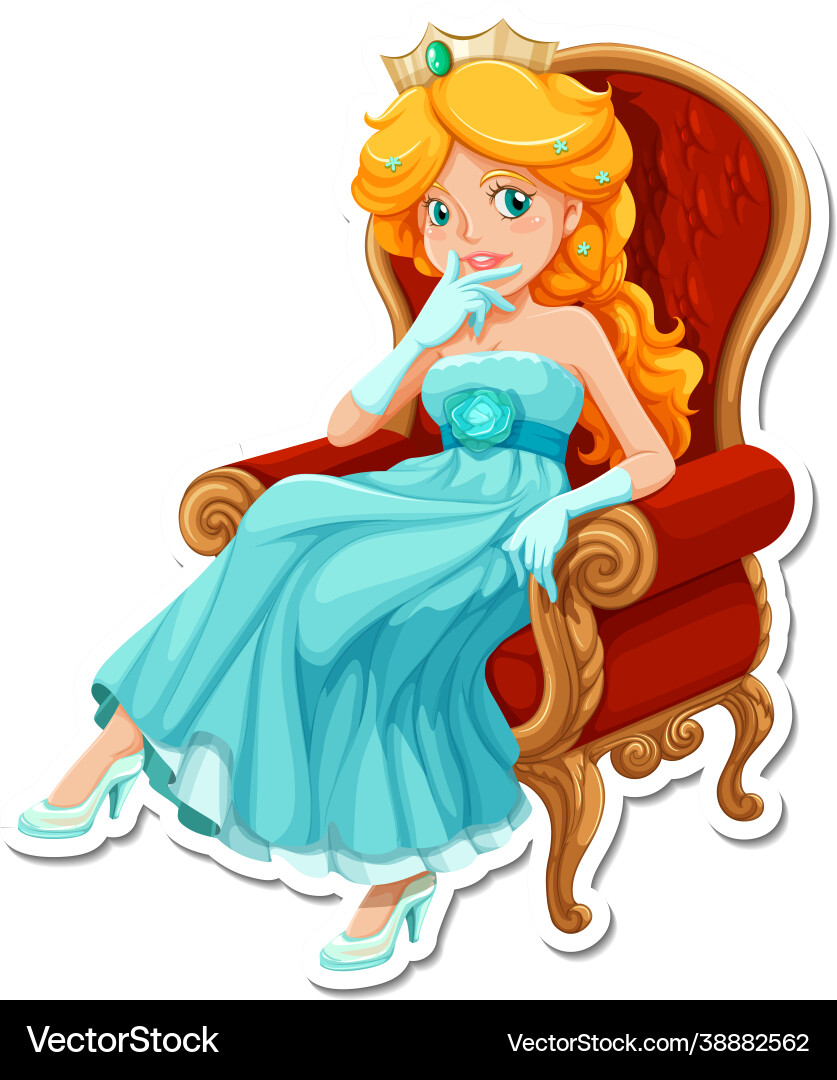 Schöne Prinzessin Cartoon Charakter Aufkleber Schöne Prinzessin Cartoon Charakter Aufkleber vektorbild