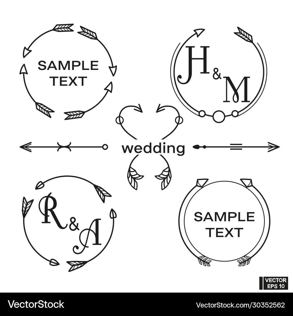 Set frames for circle and arrow monograms Vector Image