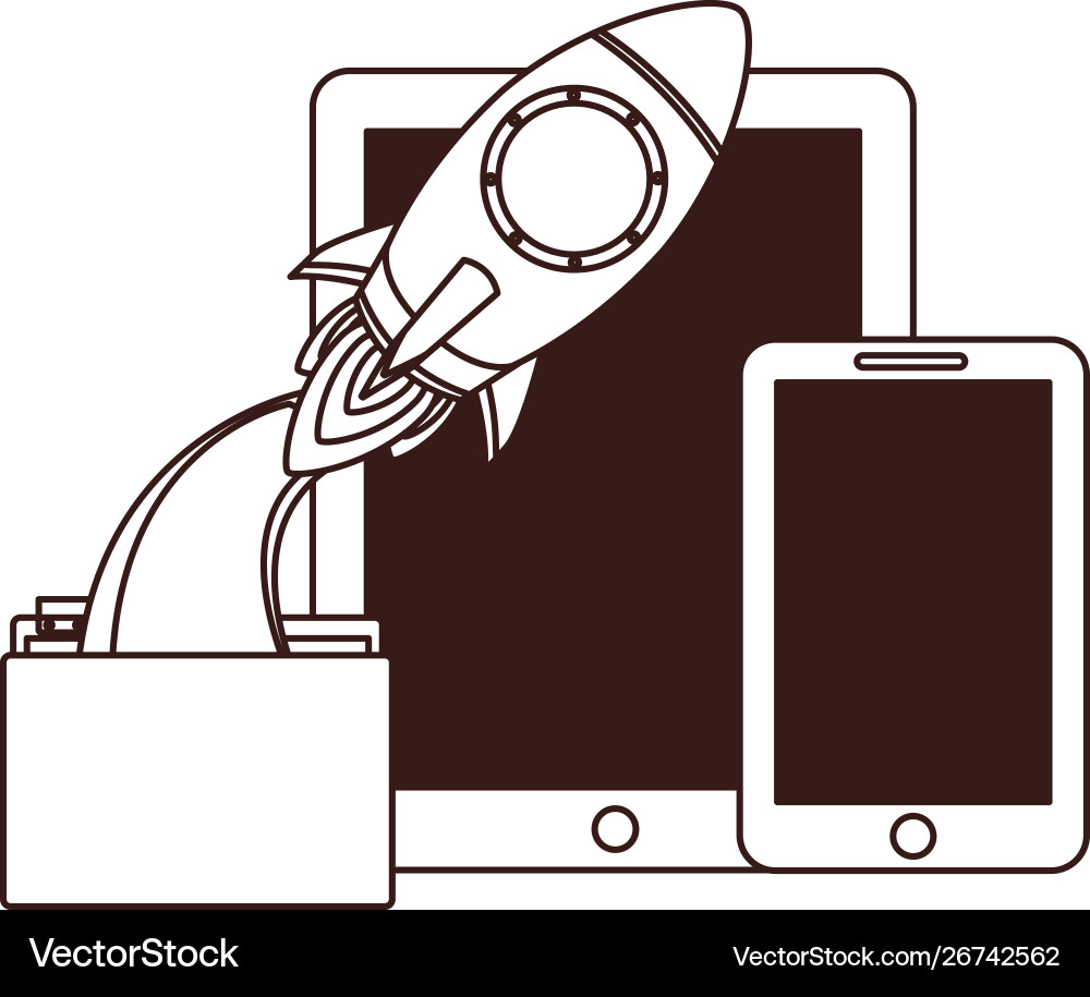 Set icons with space rocket Vector Image