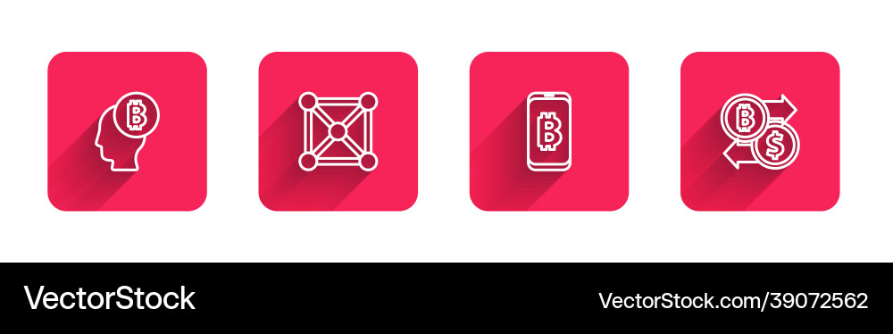 Set line bitcoin think blockchain technology Set line bitcoin think blockchain technology vector image