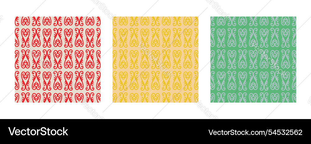 Set of seamless patterns in retro style red Set of seamless patterns in retro style red vector image