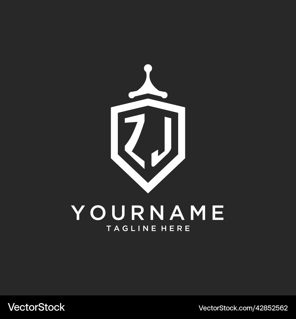 Zj monogram logo initial with shield guard shape Vector Image