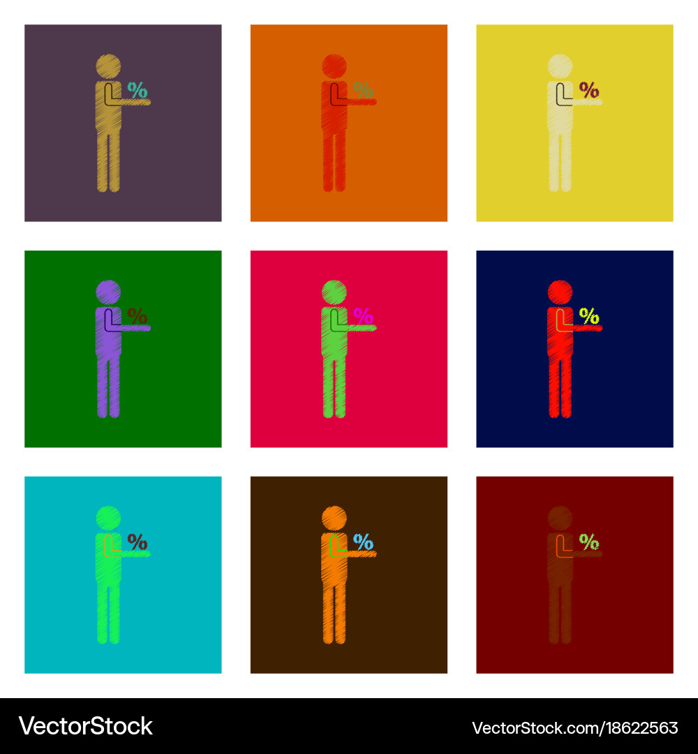 Assembly of flat shading style icon stick figure Vector Image