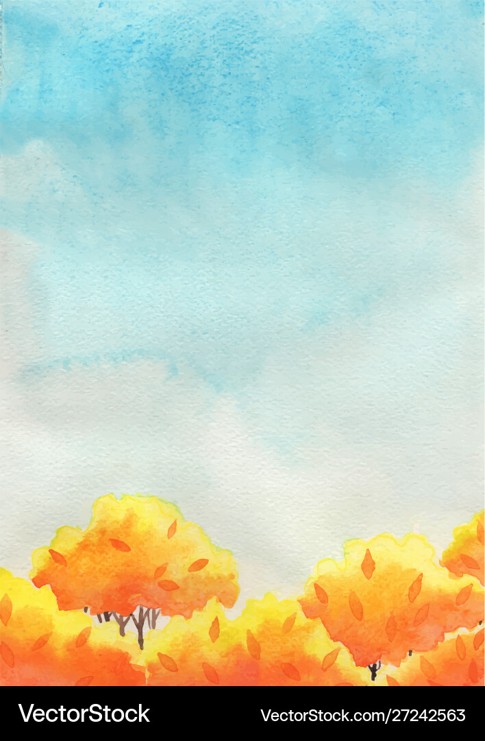 Autumn Trees Watercolor Background Vector Image