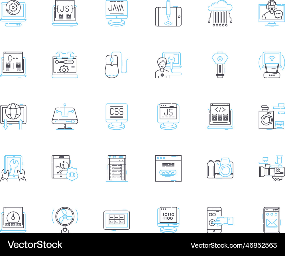 Cyber security linear icons set encryption Cyber security linear icons set encryption vector image