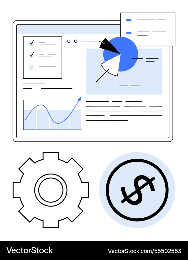 Data analysis dashboard with charts pie graph Data analysis dashboard with charts pie graph vector image