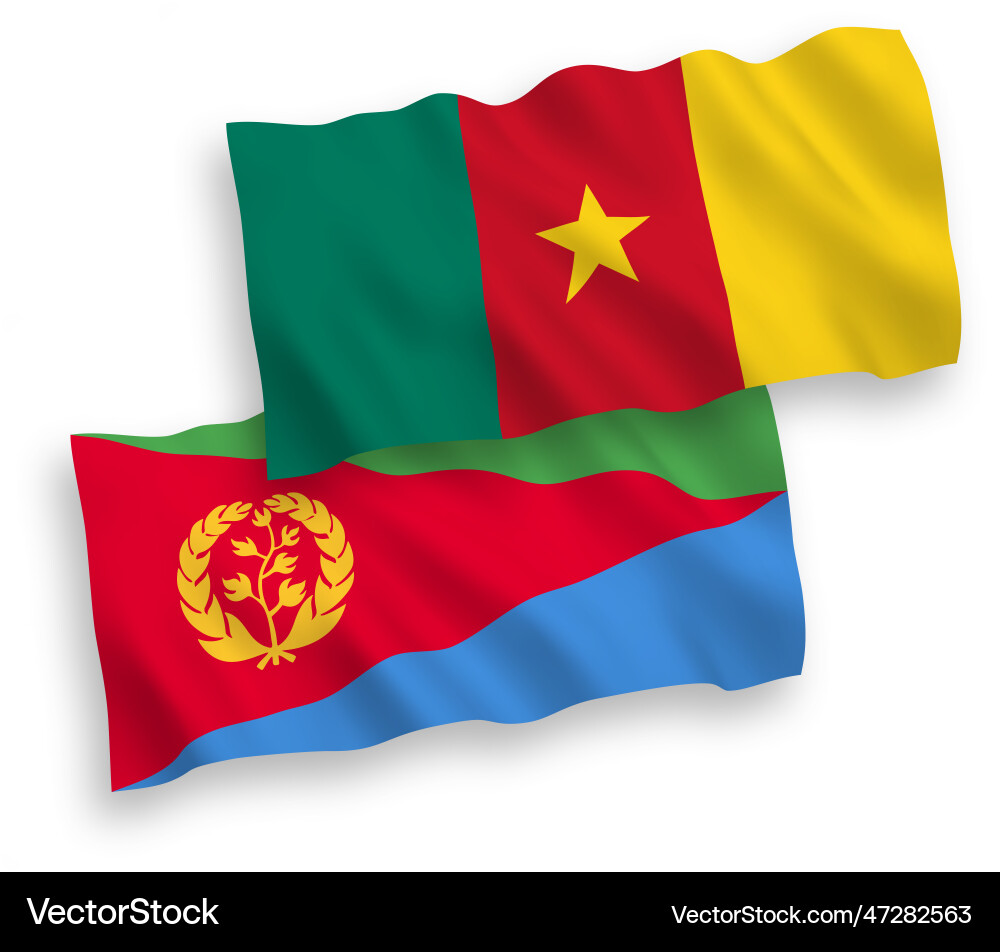 Flags of eritrea and cameroon on a white vector image