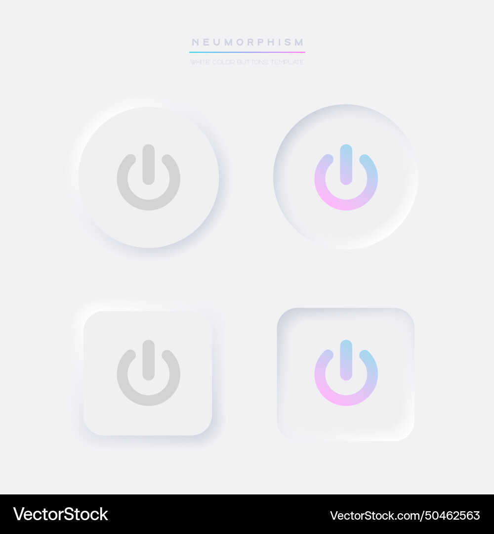 Power on off buttons in neumorphism style white vector image