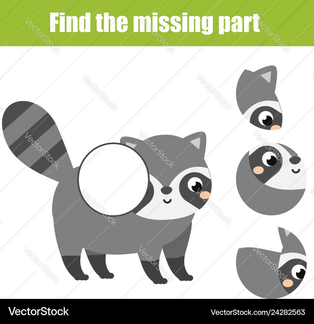 Puzzle for toddlers find the missing part Puzzle for toddlers find the missing part vector image