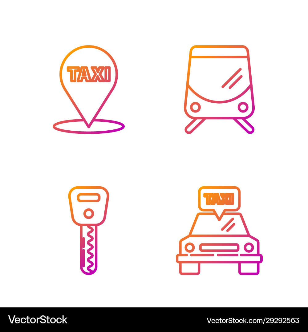 Set line taxi car key map pointer Set line taxi car key map pointer vector image