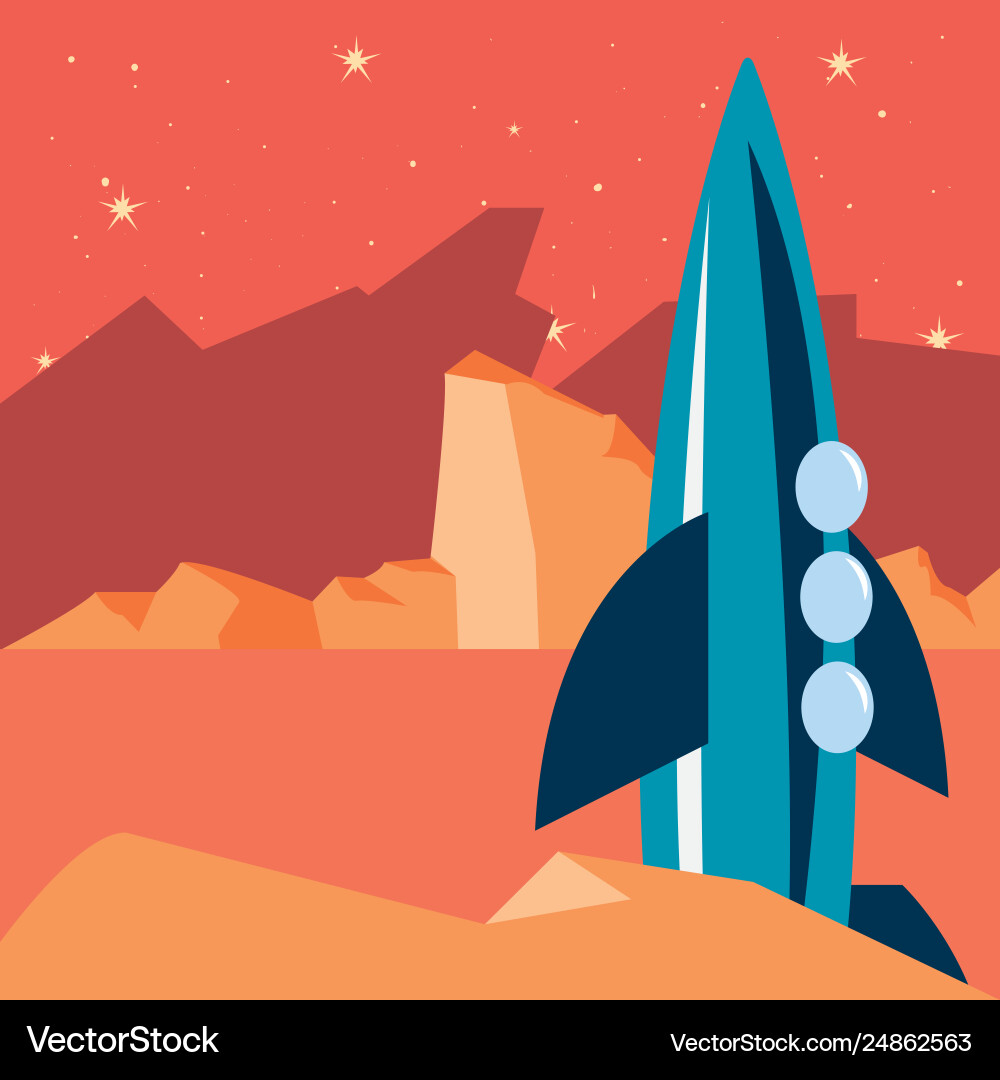 Spaceship on planet surface Vector Image