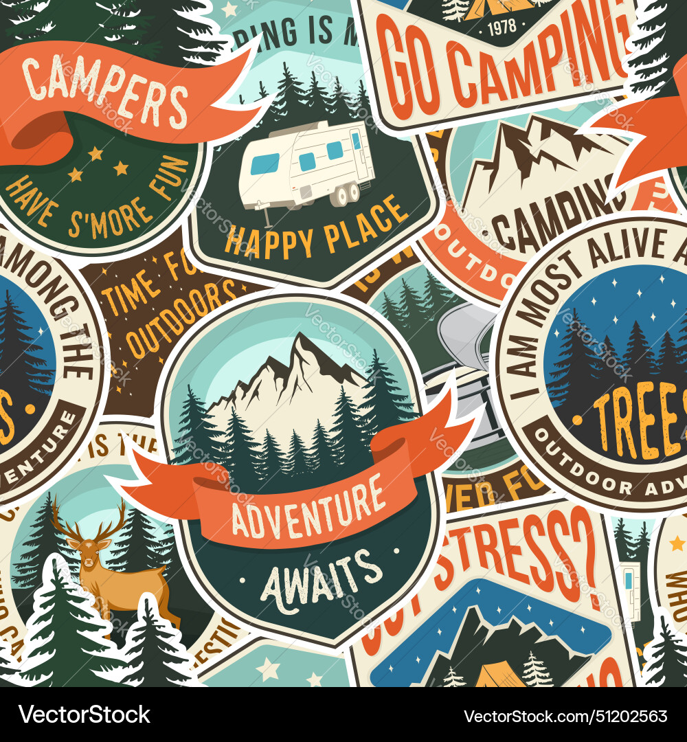 Summer camp seamless pattern or background Vector Image