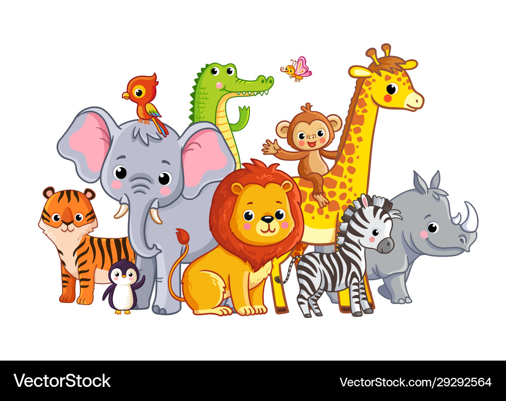 African Animals Cartoon Set – Royalty-Free Vector | VectorStock, image size:1000x794