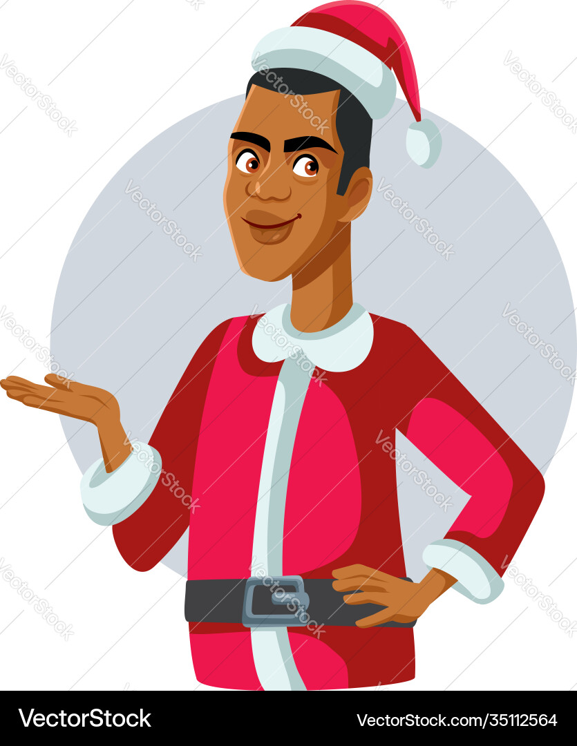African model wearing santa costume advertising African model wearing santa costume advertising vector image