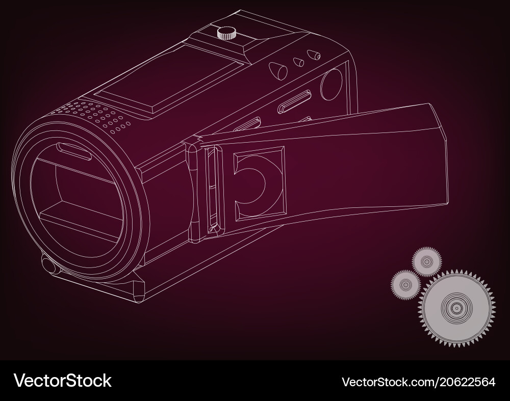 Camera on burgundy vector image