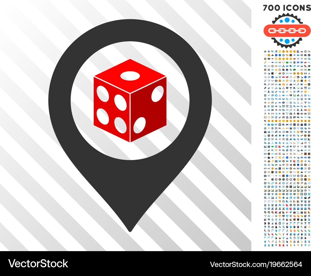 Dice map pointer flat icon with bonus vector image