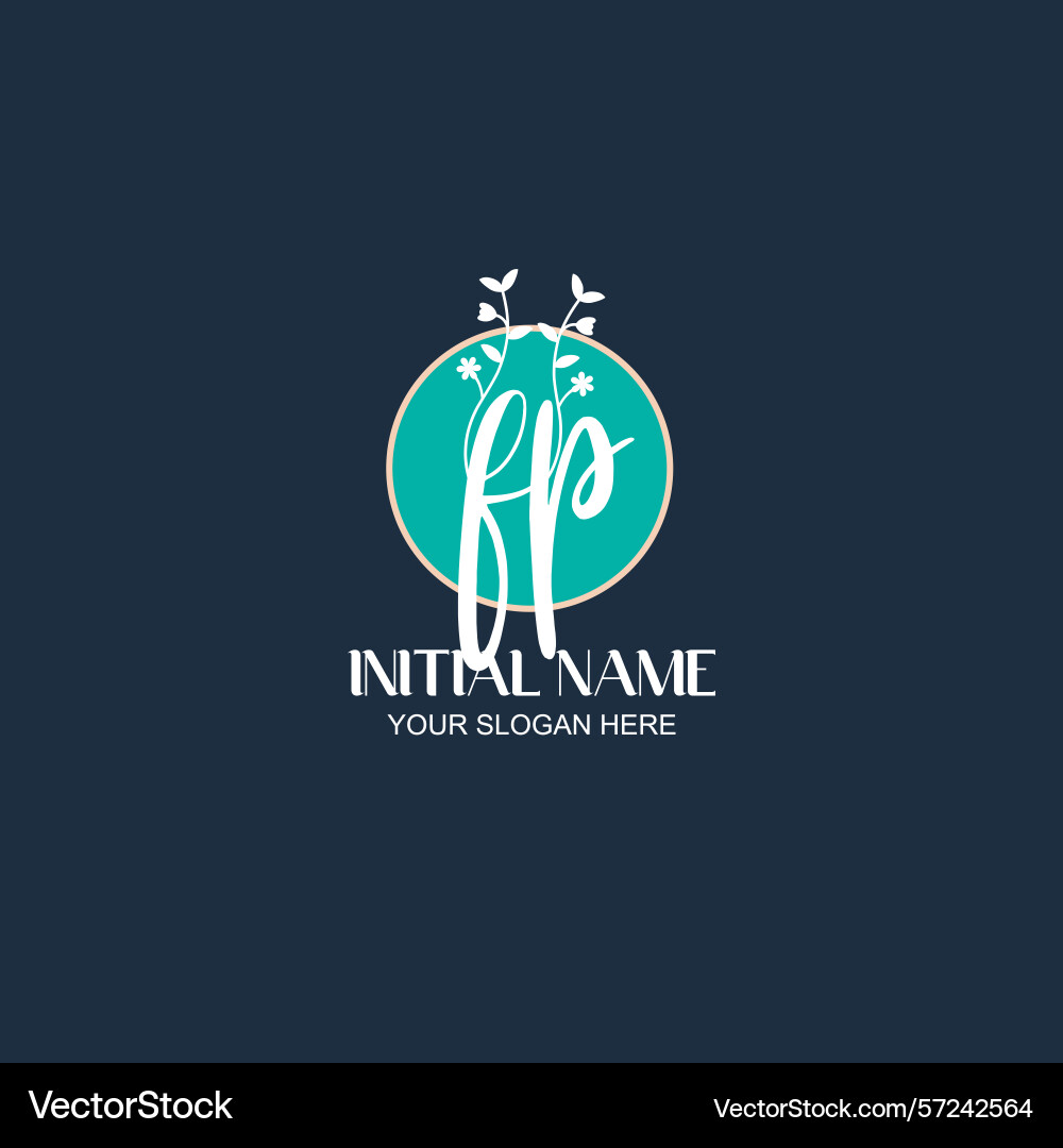 Elegant fp initial logo design with botanical Elegant fp initial logo design with botanical Vector Image