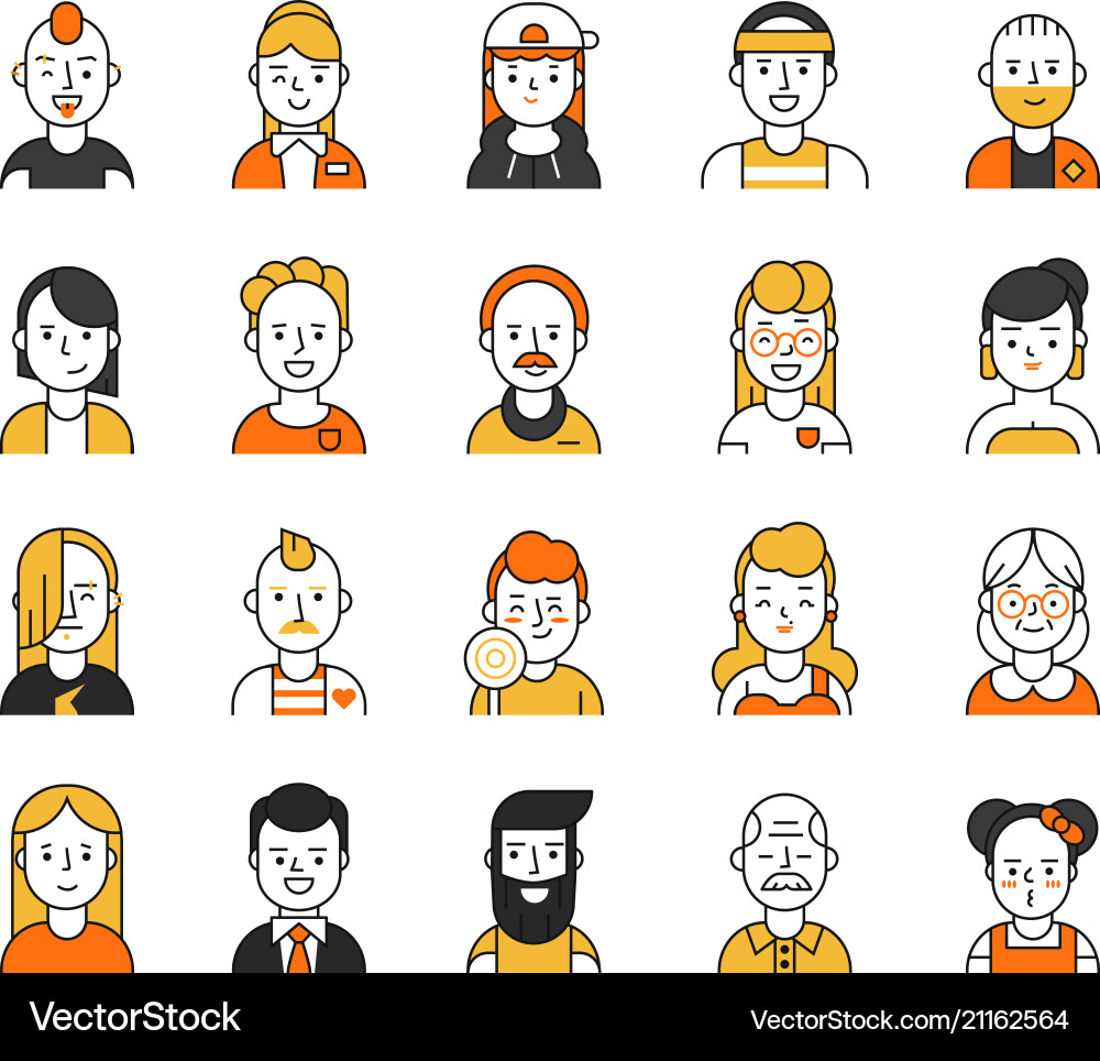 Funny User Icons - Character Set vector image