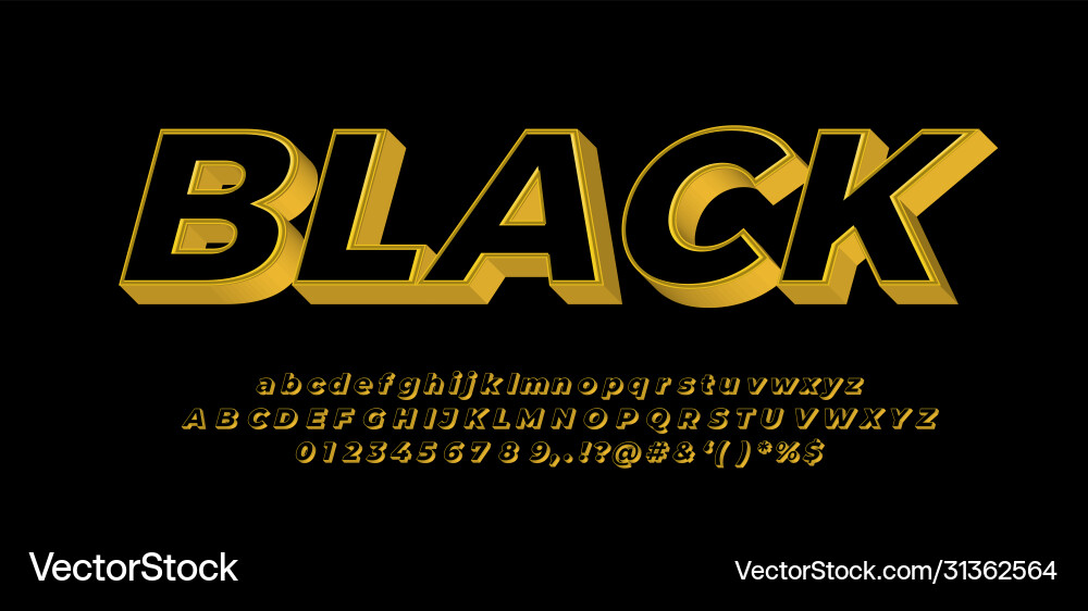 Gold with black 3d font styles design templates vector image