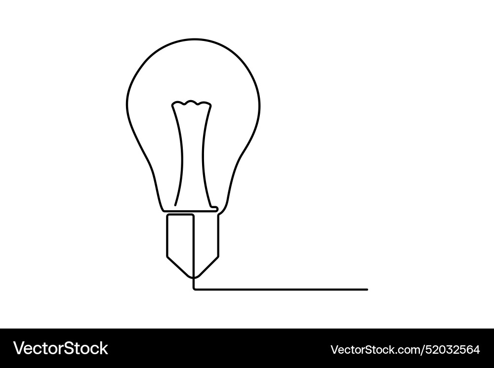 Light bulb continuous one line drawing vector image