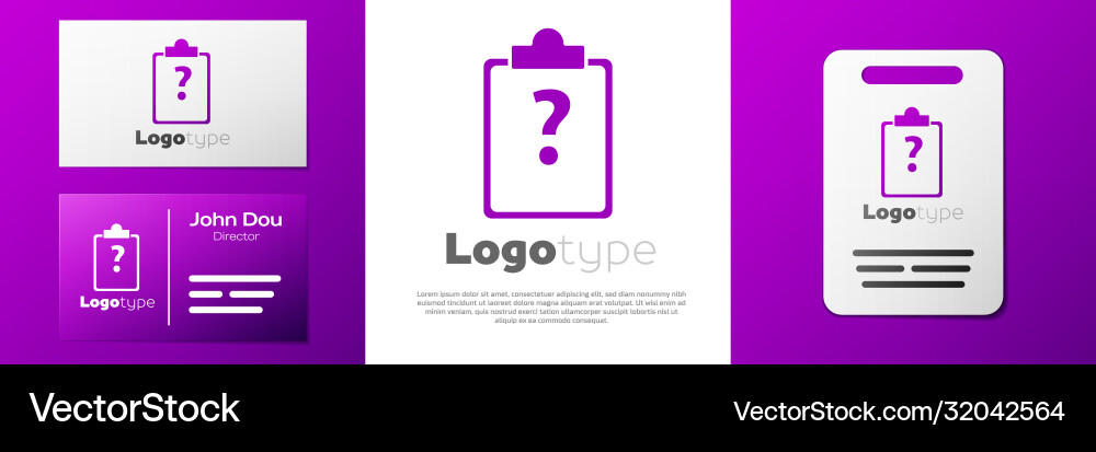 Logotype clipboard with question marks icon Vector Image