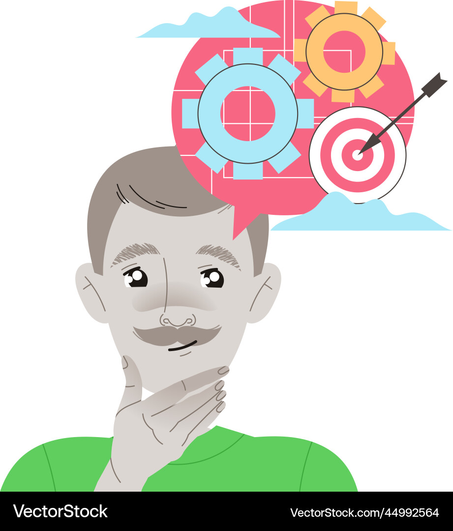 Man character with concrete type of thinking Man character with concrete type of thinking vector image
