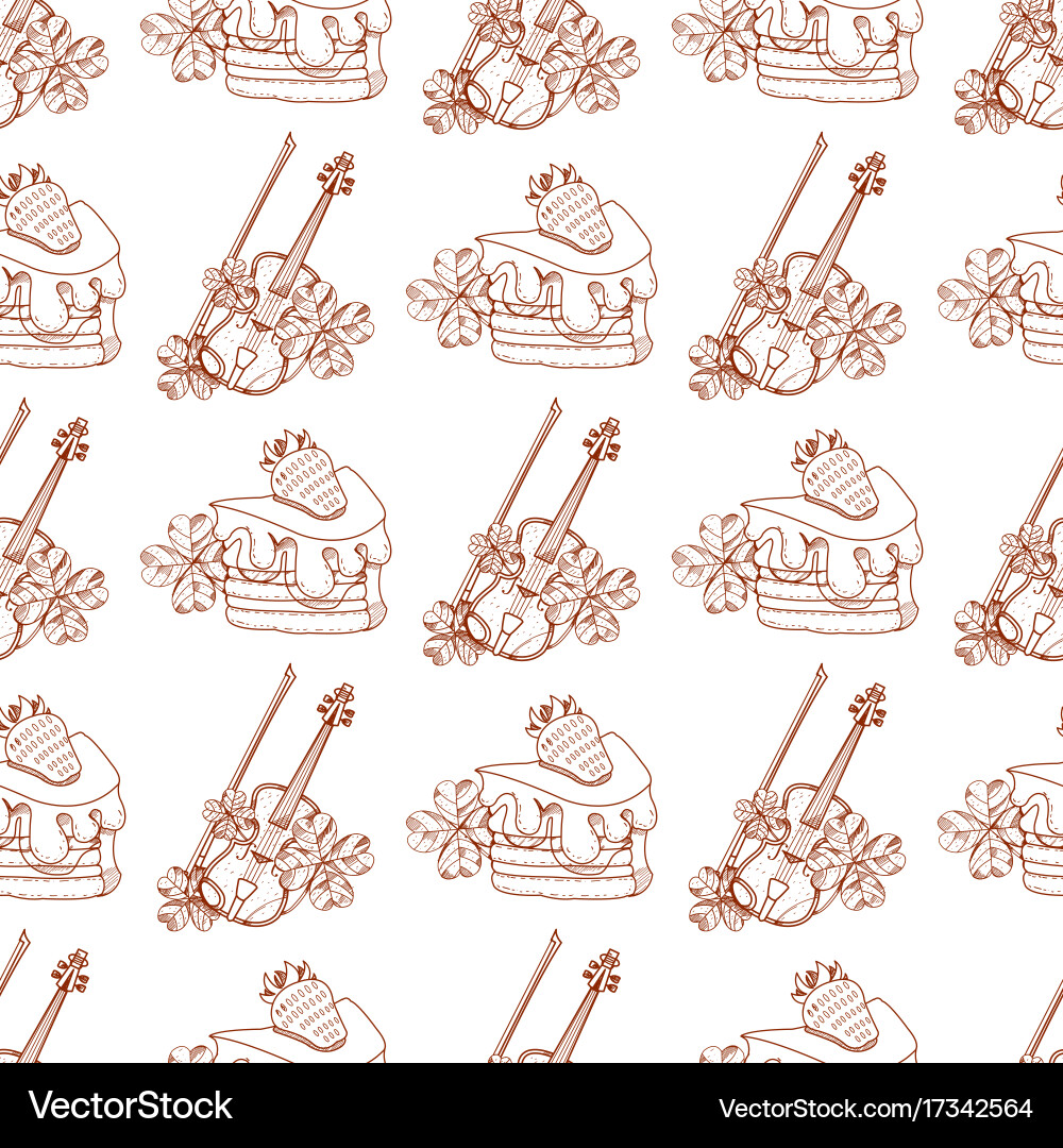 Seamless pattern with a violin and slice vector image