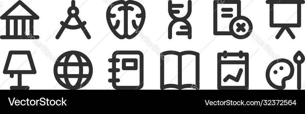 Set 12 thin outline icons such as color Set 12 thin outline icons such as color vector image