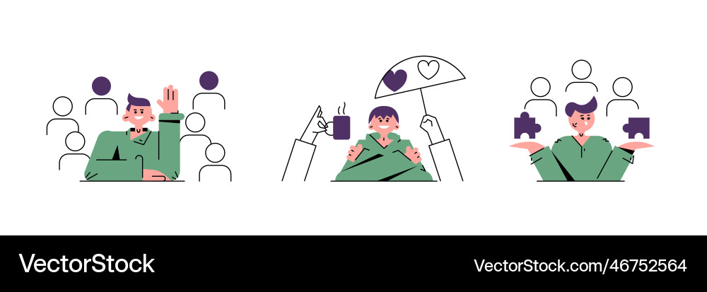 Set of different cartoon characters from Vector Image