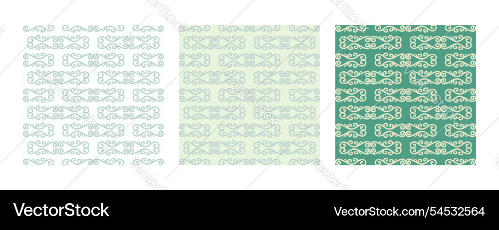 Set of seamless patterns in retro style green Set of seamless patterns in retro style green vector image
