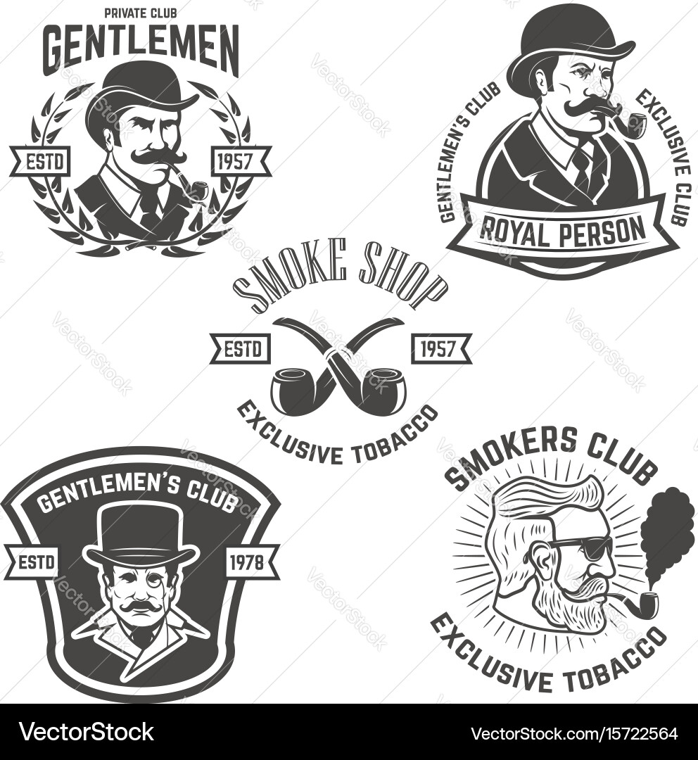 Smoker's Club - Gentleman Labels Vector Image