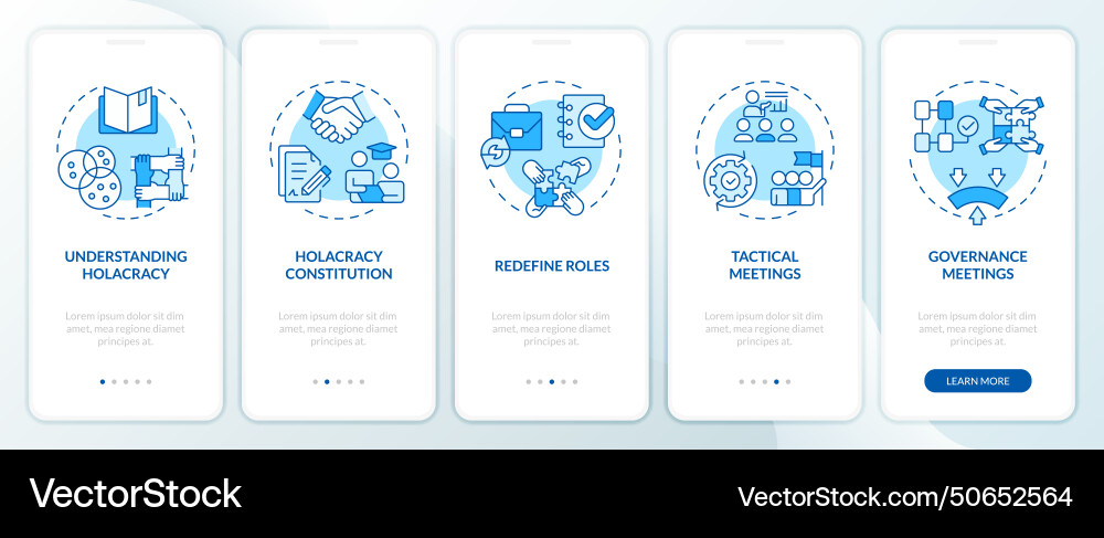 Strategy implementing blue onboarding mobile app Vector Image