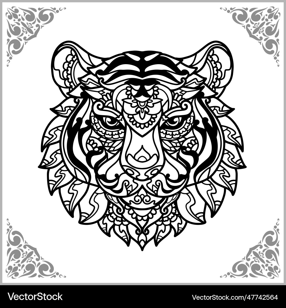 Tiger entangle arts isolated on white background Tiger entangle arts isolated on white background vector image