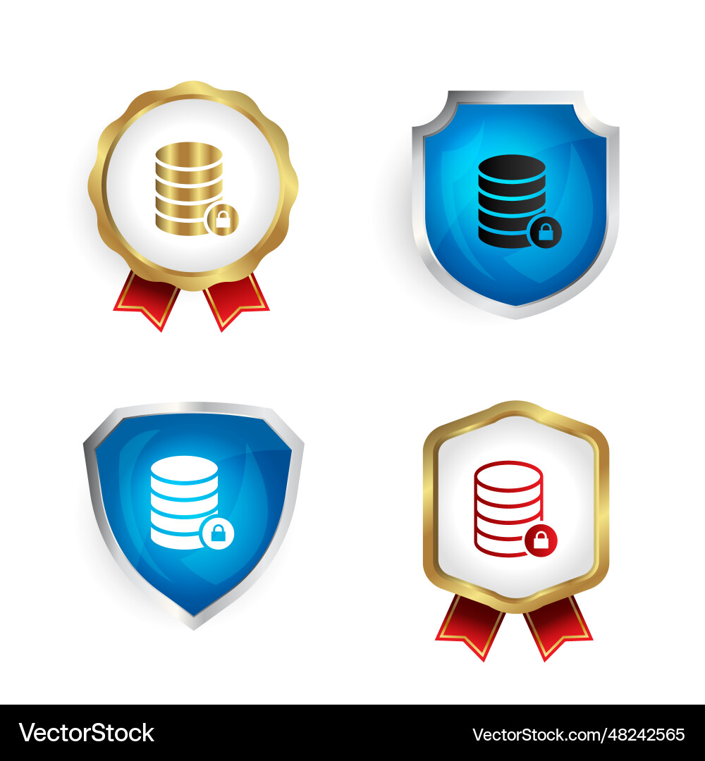 Abstract database lock badge and label collection Abstract database lock badge and label collection vector image