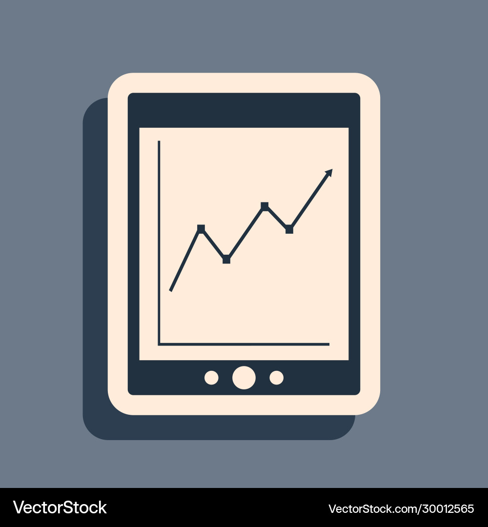 Black tablet with statistic graph chart icon Black tablet with statistic graph chart icon vector image