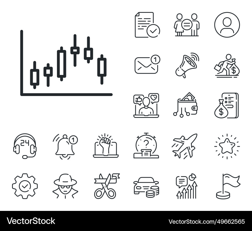 Candlestick chart line icon financial graph Candlestick chart line icon financial graph vector image
