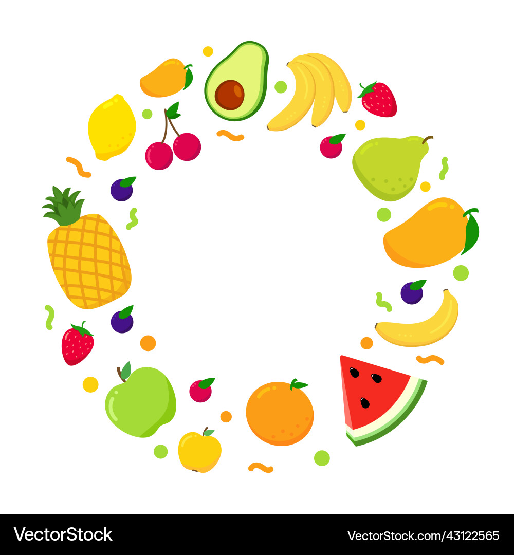 Circle background or pattern of fruits with copy vector image
