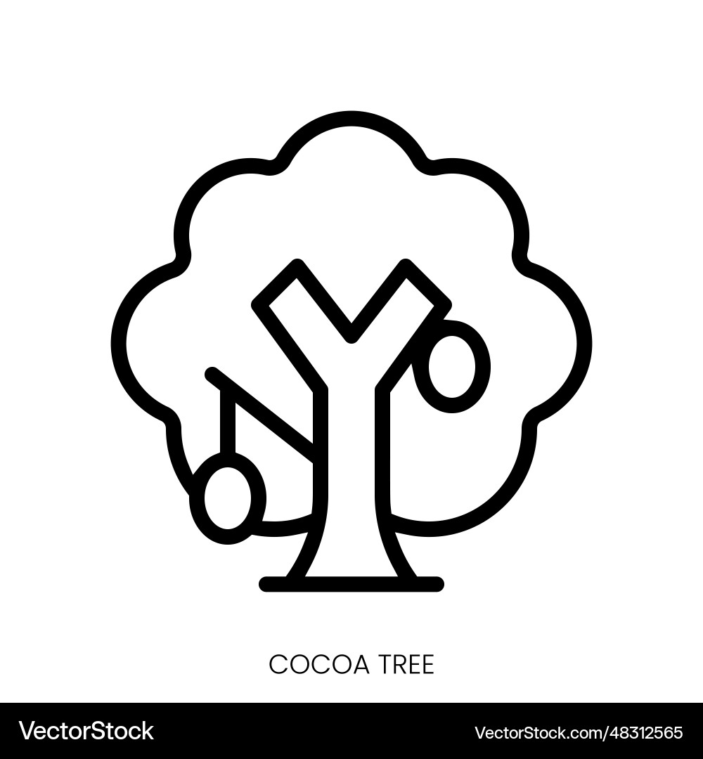 Cocoa tree icon line art style design isolated Cocoa tree icon line art style design isolated vector image