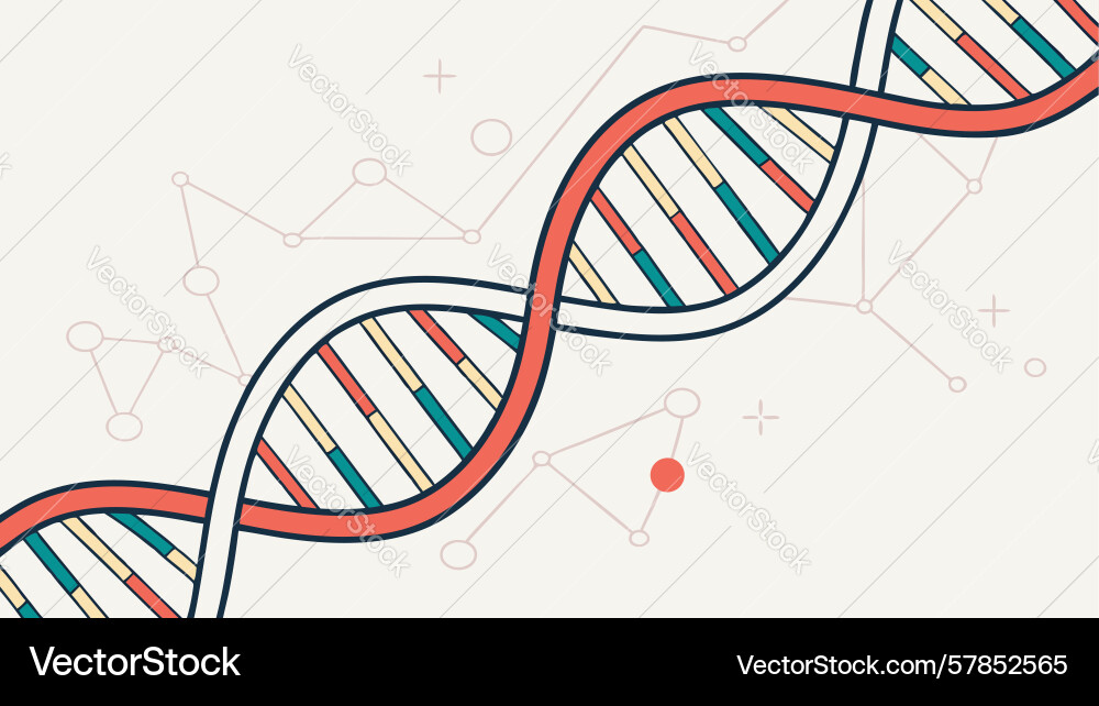 Detailed dna double helix with data points Vector Image