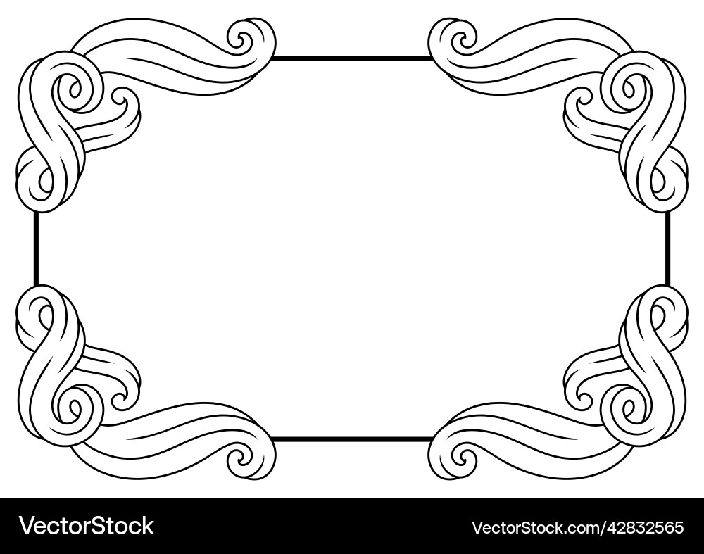 Frame with wave line curls monochrome stripes Frame with wave line curls monochrome stripes vector image