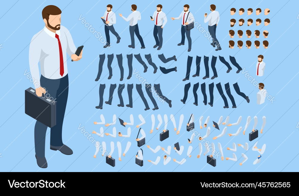 Isometric man character constructor for design Isometric man character constructor for design vector image