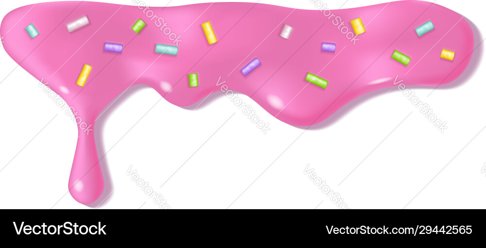 Melted pink icing drop with decorative sprinkles Melted pink icing drop with decorative sprinkles vector image