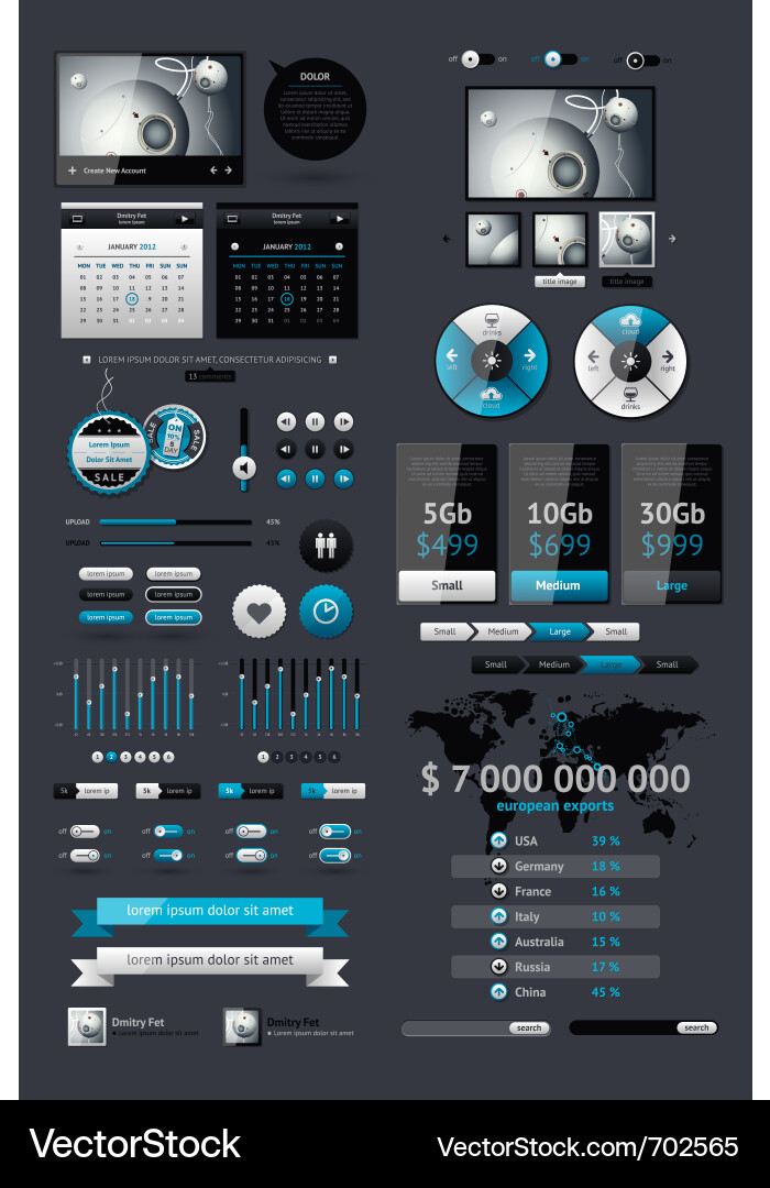 Modern Data & Chart Elements vector image