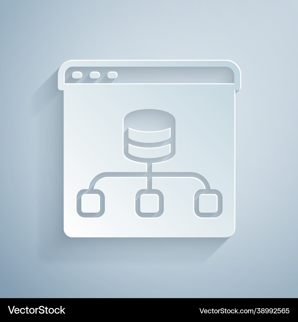 Paper cut server data web hosting icon isolated Paper cut server data web hosting icon isolated vector image