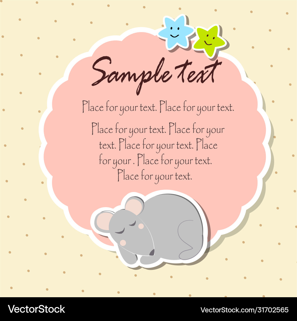 Retro template frame with a little sleeping mouse Vector Image