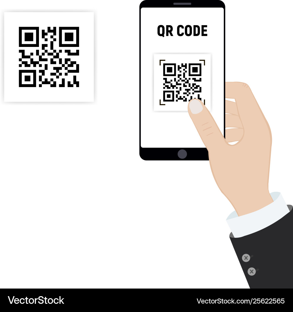 Scan qr code to mobile phone electronic digital vector image