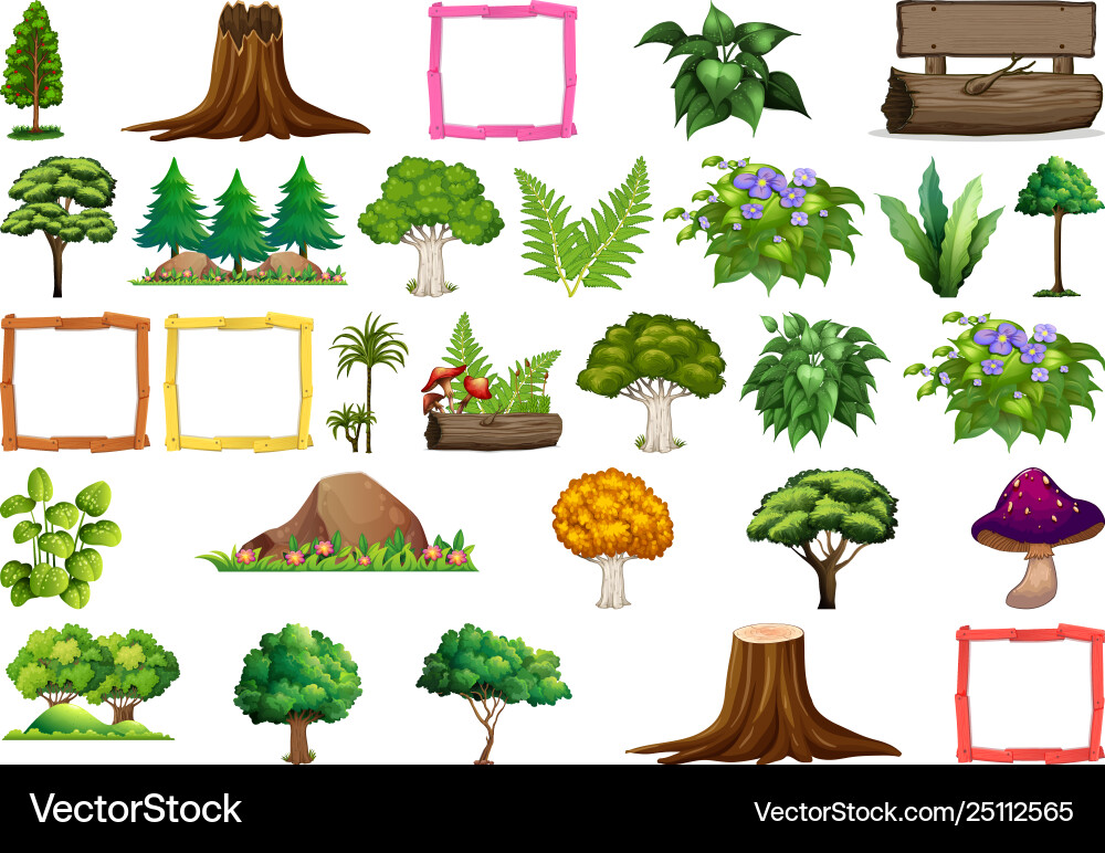 Set different nature objects Vector Image