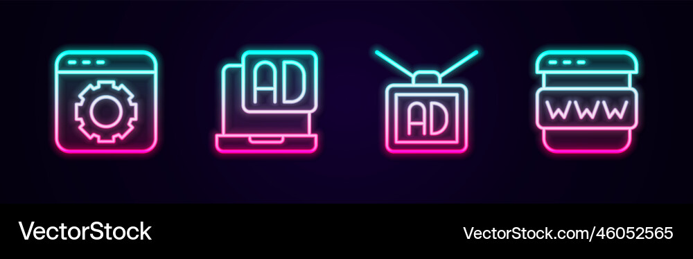 Set line browser setting advertising and window Set line browser setting advertising and window vector image